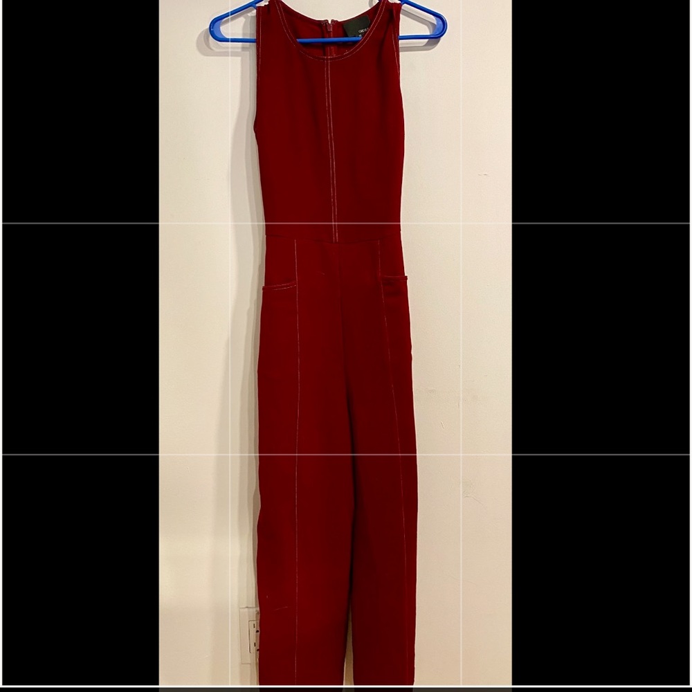Anthropology red xs maxi romper July 4th, wedding, casual, summer or fall.